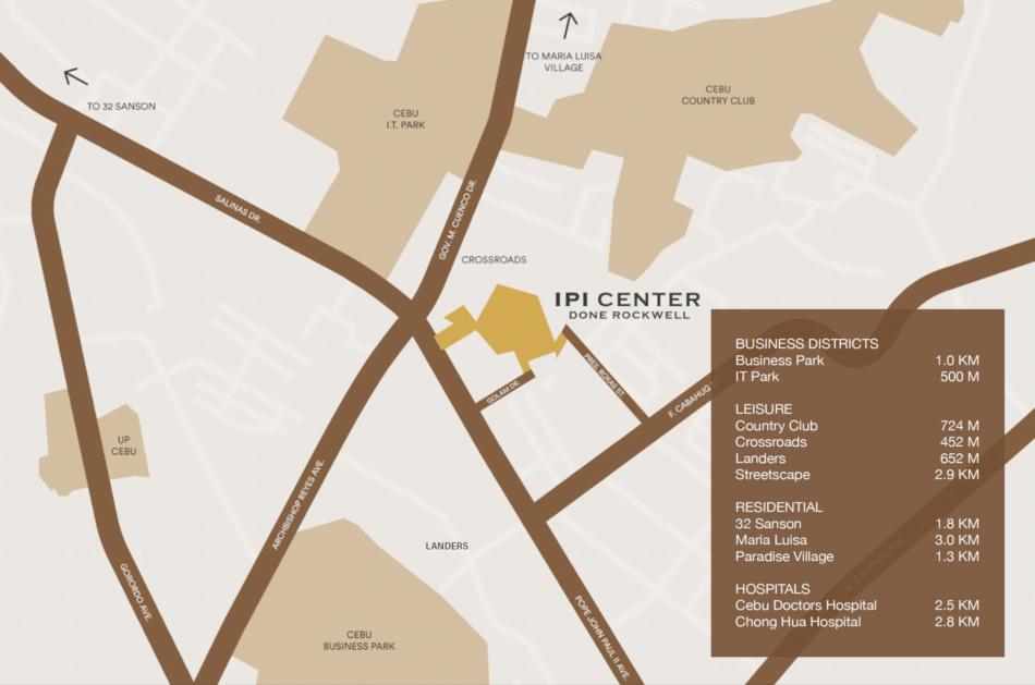 1 Rockwell at IPI Center vicinity map, Kasambagan Cebu City
