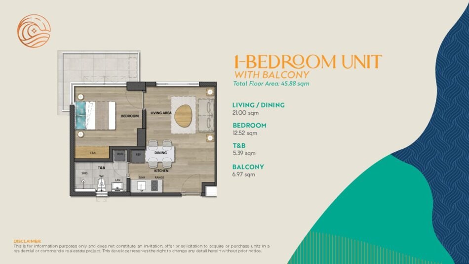 Costa Mira 1 bedroom with balcony unit floor plan