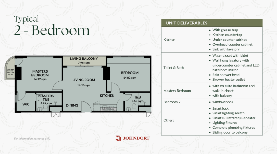 Palmava 2 bedroom floor plan, 60 sqm