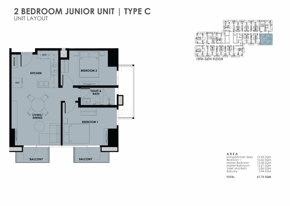 2 Bedroom Junior Type C unit floor plan