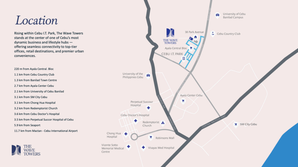 The Wave Towers location map, India St. Cebu I.T. Park