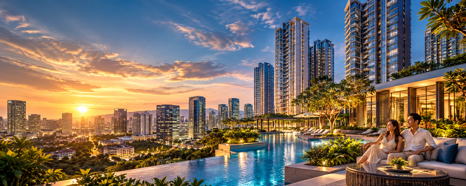 Editorial visualization for the Cerule at Solinea buyer guide, representing resort-style condominium living within Cebu Business Park